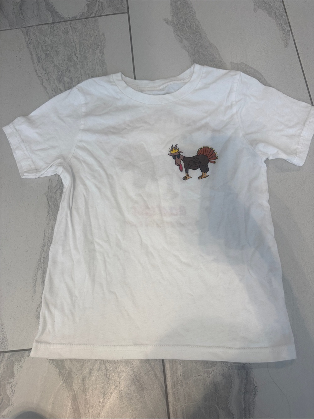Kids White Tee with Cute Rooster Graphic